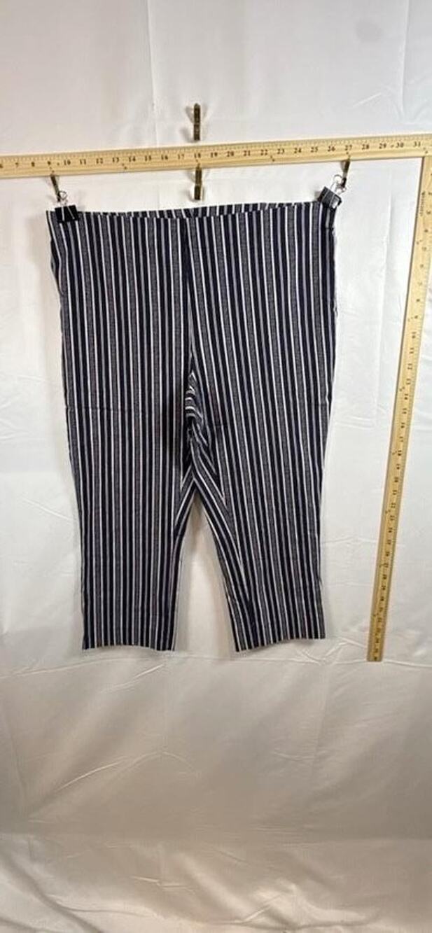 Jules & Leopold Pants Womens Plus Size XL Navy Blue White Striped Capris Crop